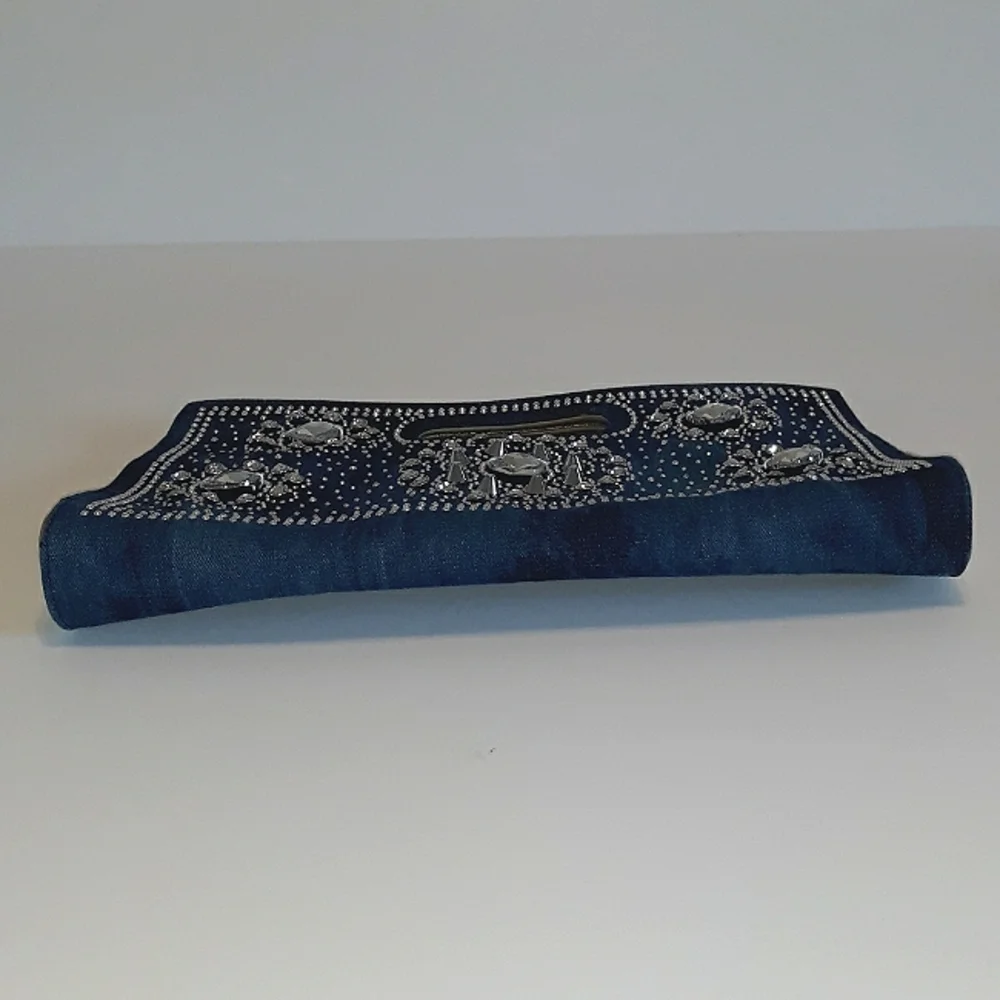 Rhinestone Bling Denim Clutch
